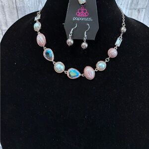 Paparazzi Pink and Silver Necklace Set